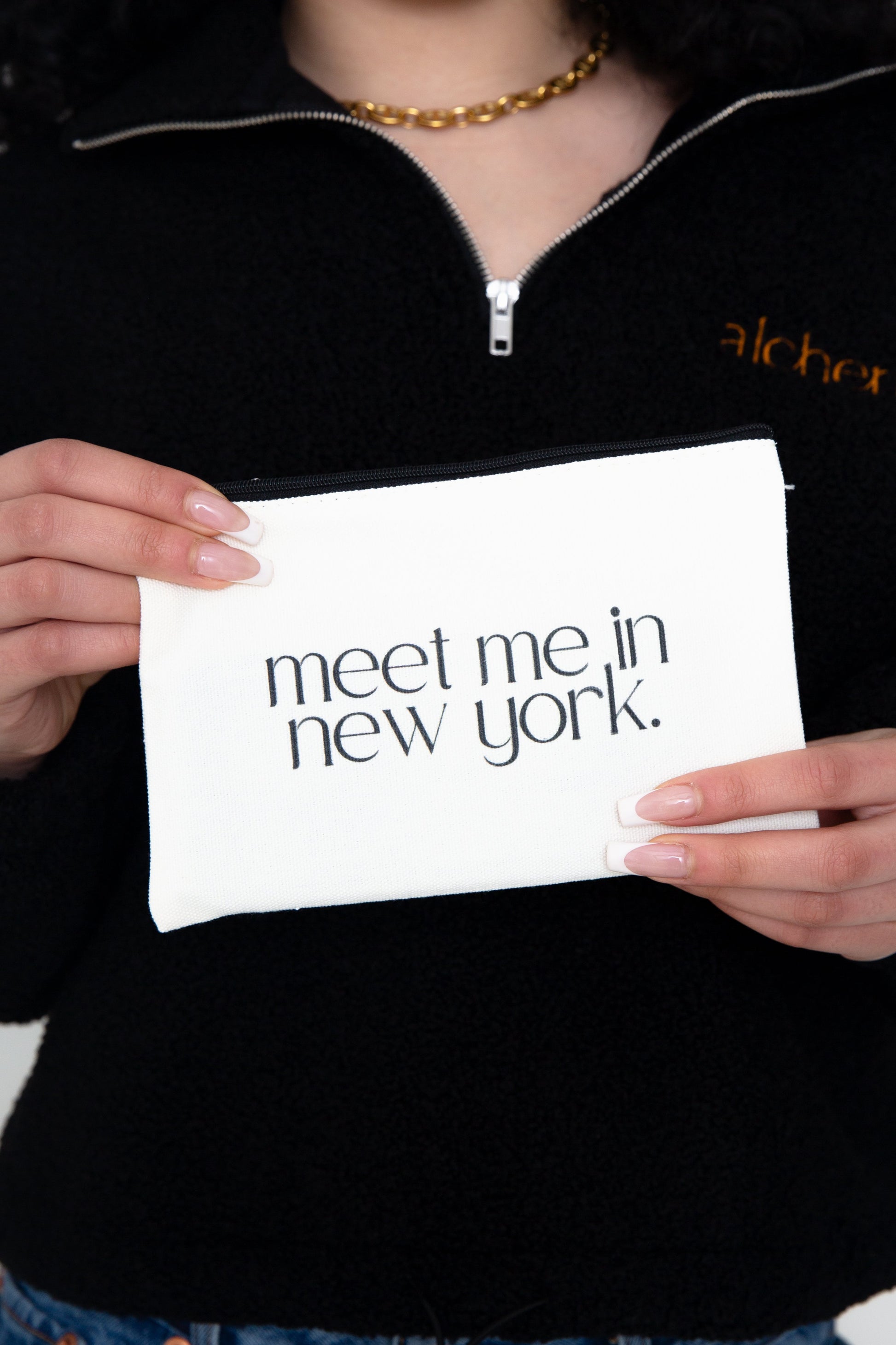 Meet Me in New York Canvas Zipper Pouch by alchemy.