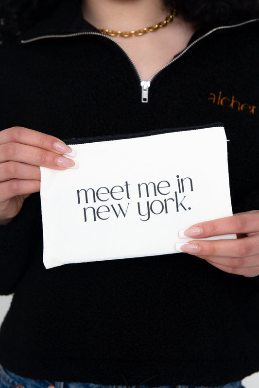 Meet Me in New York Canvas Zipper Pouch by alchemy.