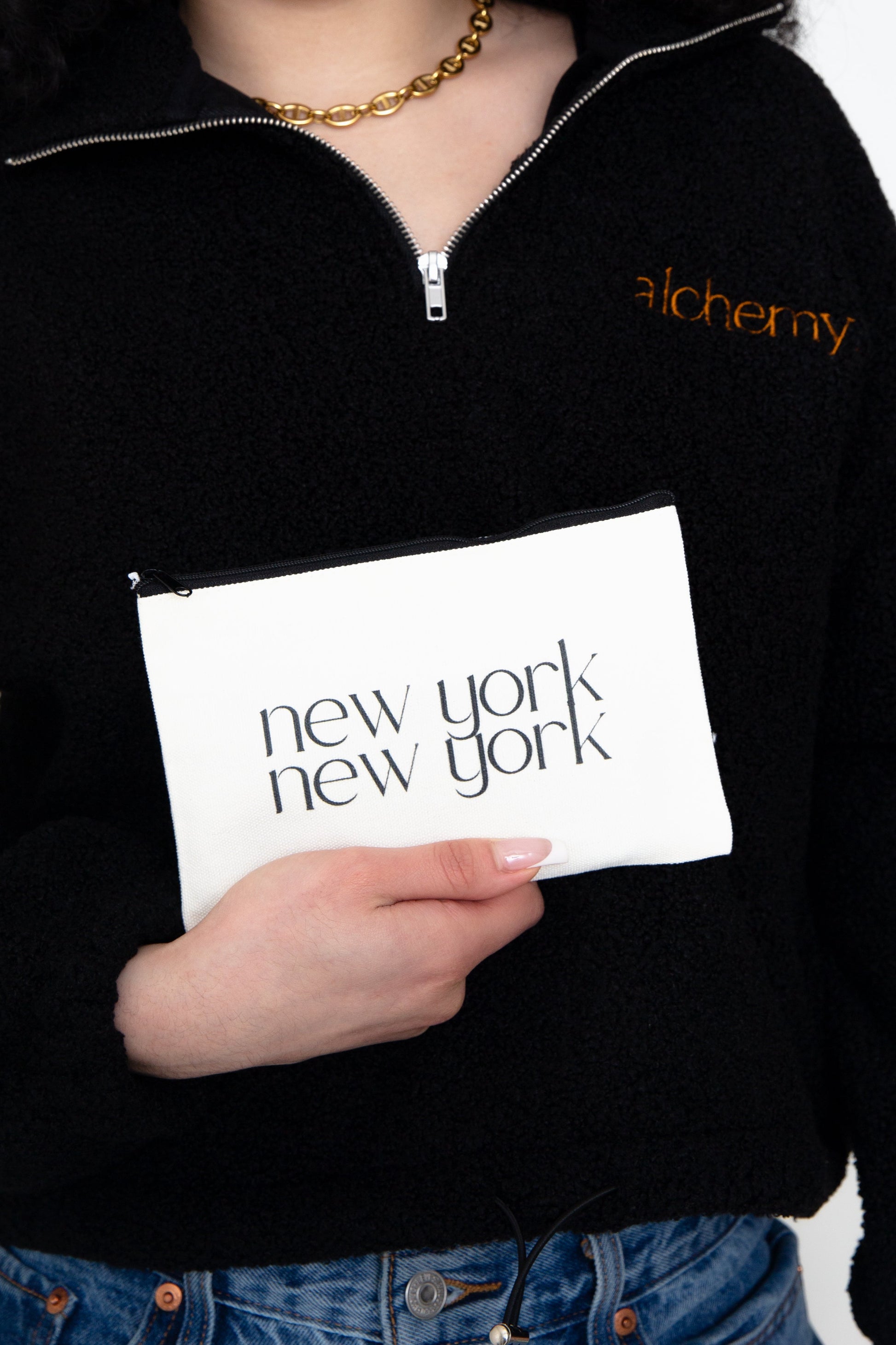 New York New York Canvas Zipper Pouch by alchemy.