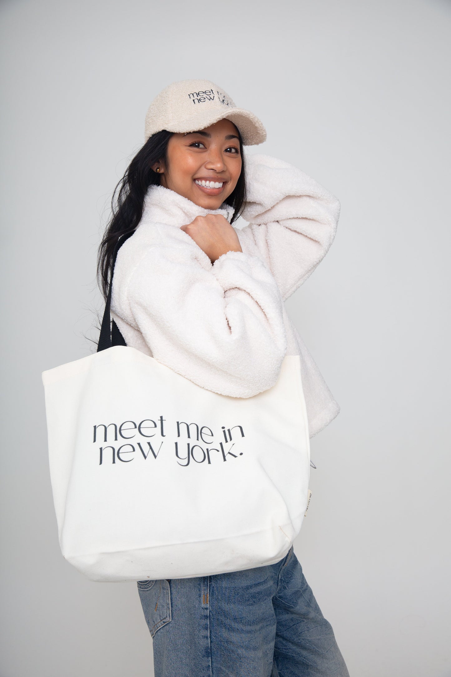 Meet Me in New York 16 oz Canvas Tote Bag by alchemy.